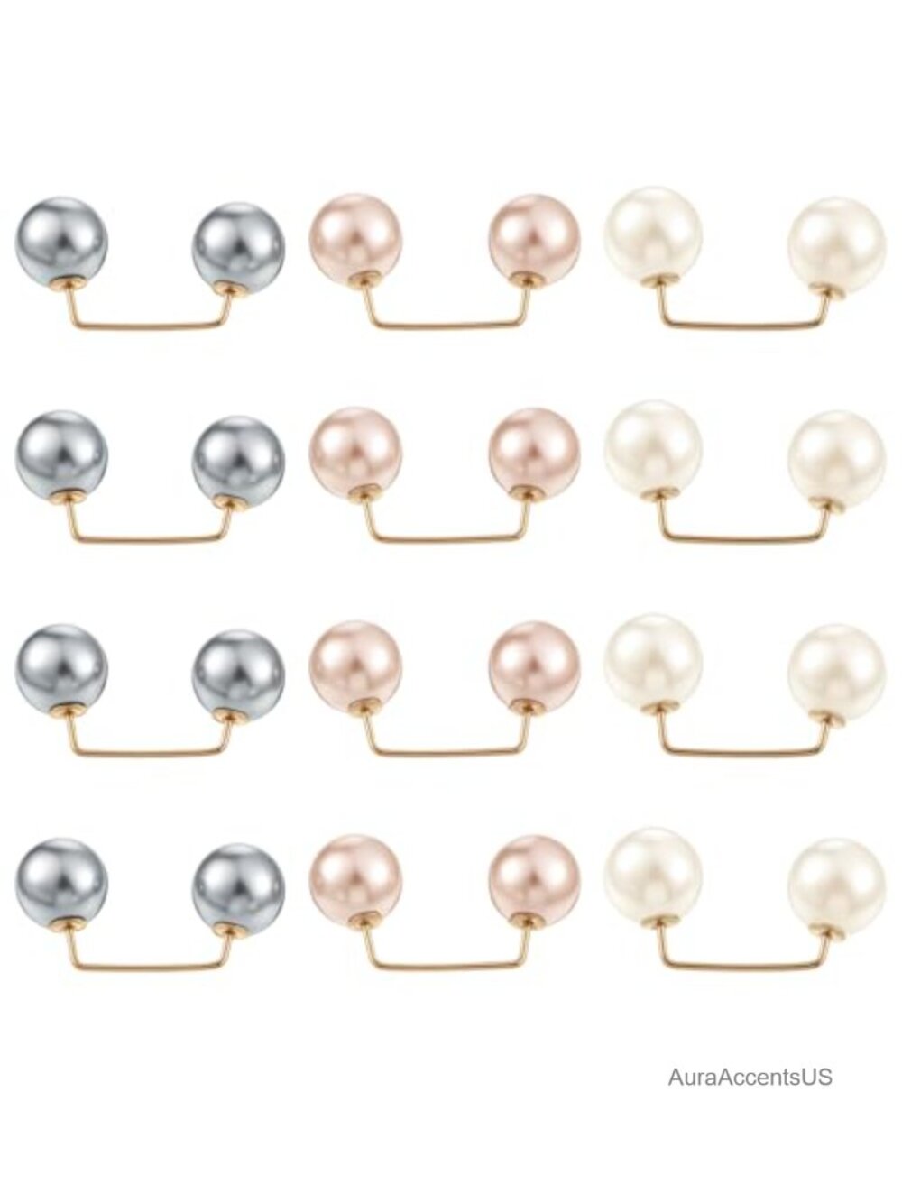 12 Pcs Pearl Safety Pins Brooch Set for Clothes Shawl Sweater Clips Dress